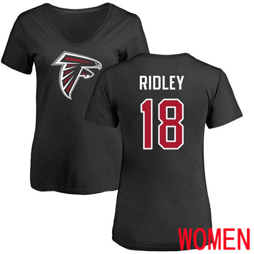 Atlanta Falcons Black Women Calvin Ridley Name And Number Logo NFL Football #18 T Shirt